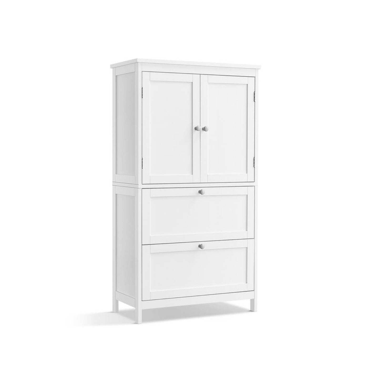 Modern White Storage Cabinet Bathroom Kitchen Cupboard Freestanding Pantry Stand