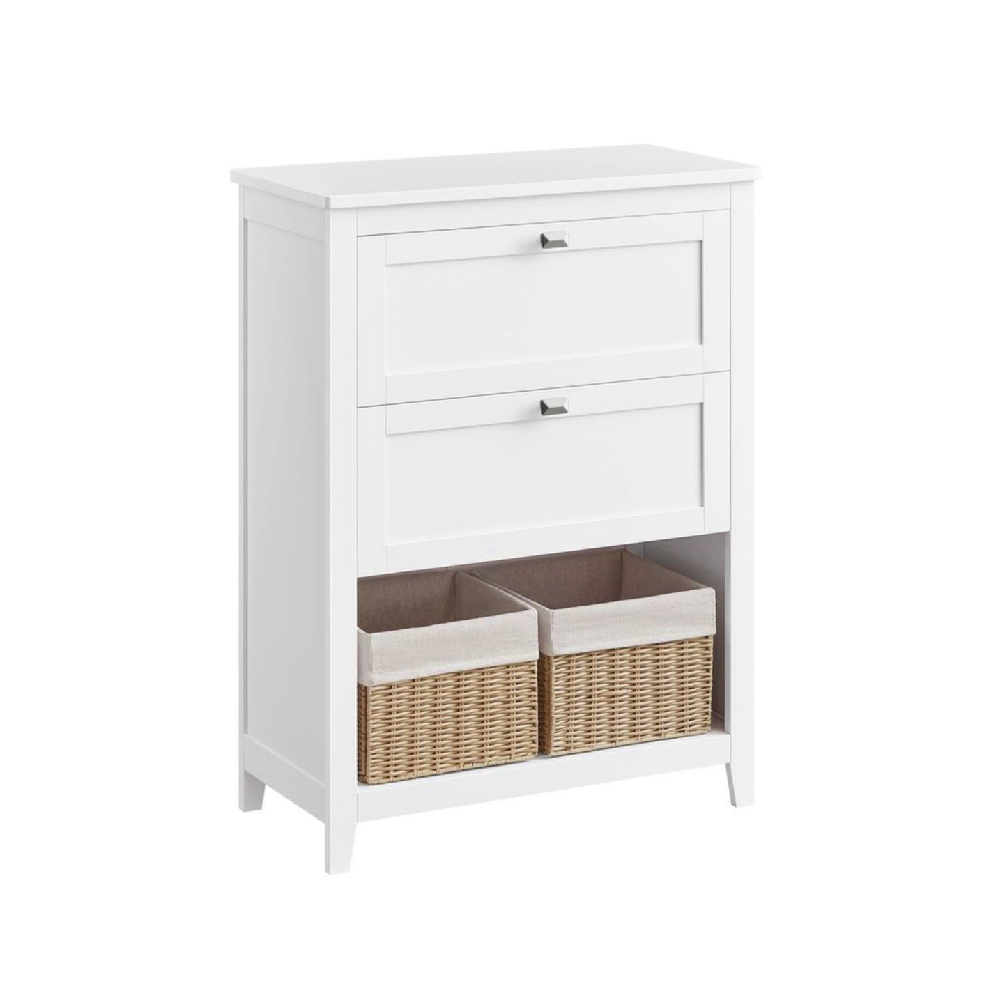 White Storage Cabinet Modern Slim Bathroom Narrow Cupboard Shelving Sideboard