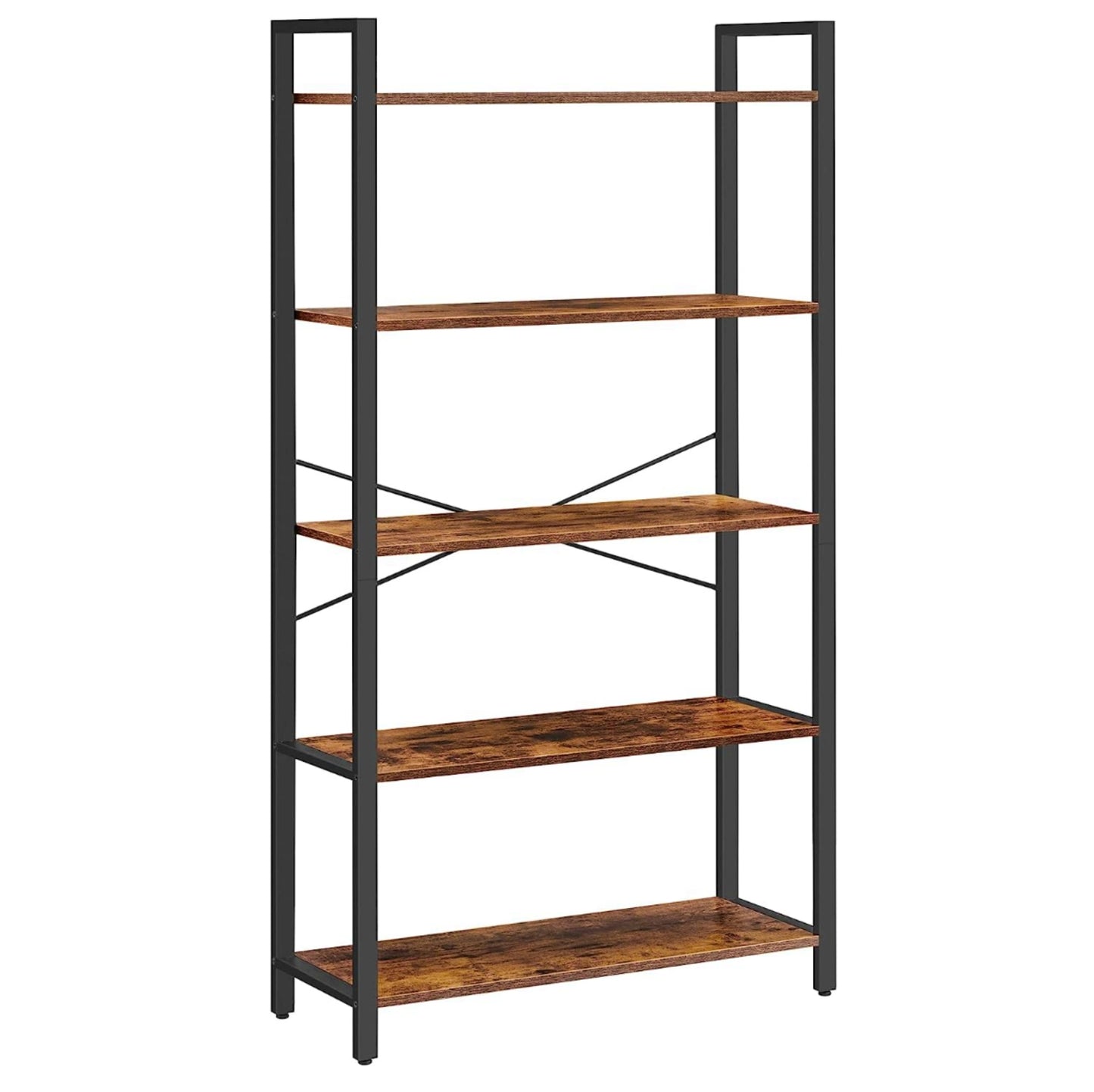 Industrial Wide Bookcase 4-Tiers Shelving Unit Modern Rustic Storage Bookshelf