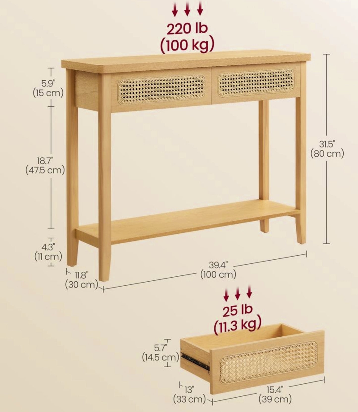 Modern Console Table Wooden Hallway Storage Unit Country Lounge Sofa End Cabinet