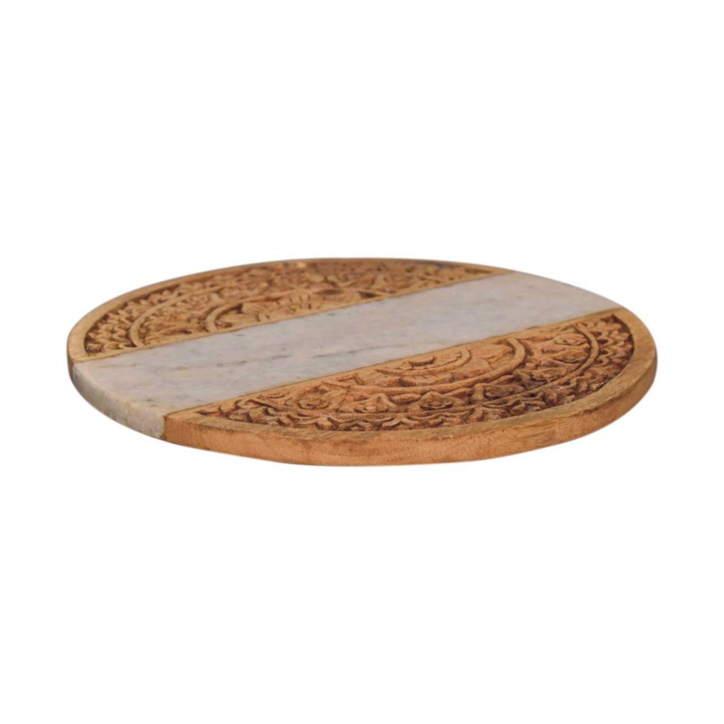 Wooden Marble Chopping Board Round Carved Kitchen Counter Cutting Bread Plank Charcuterie Cheese Serving Tray