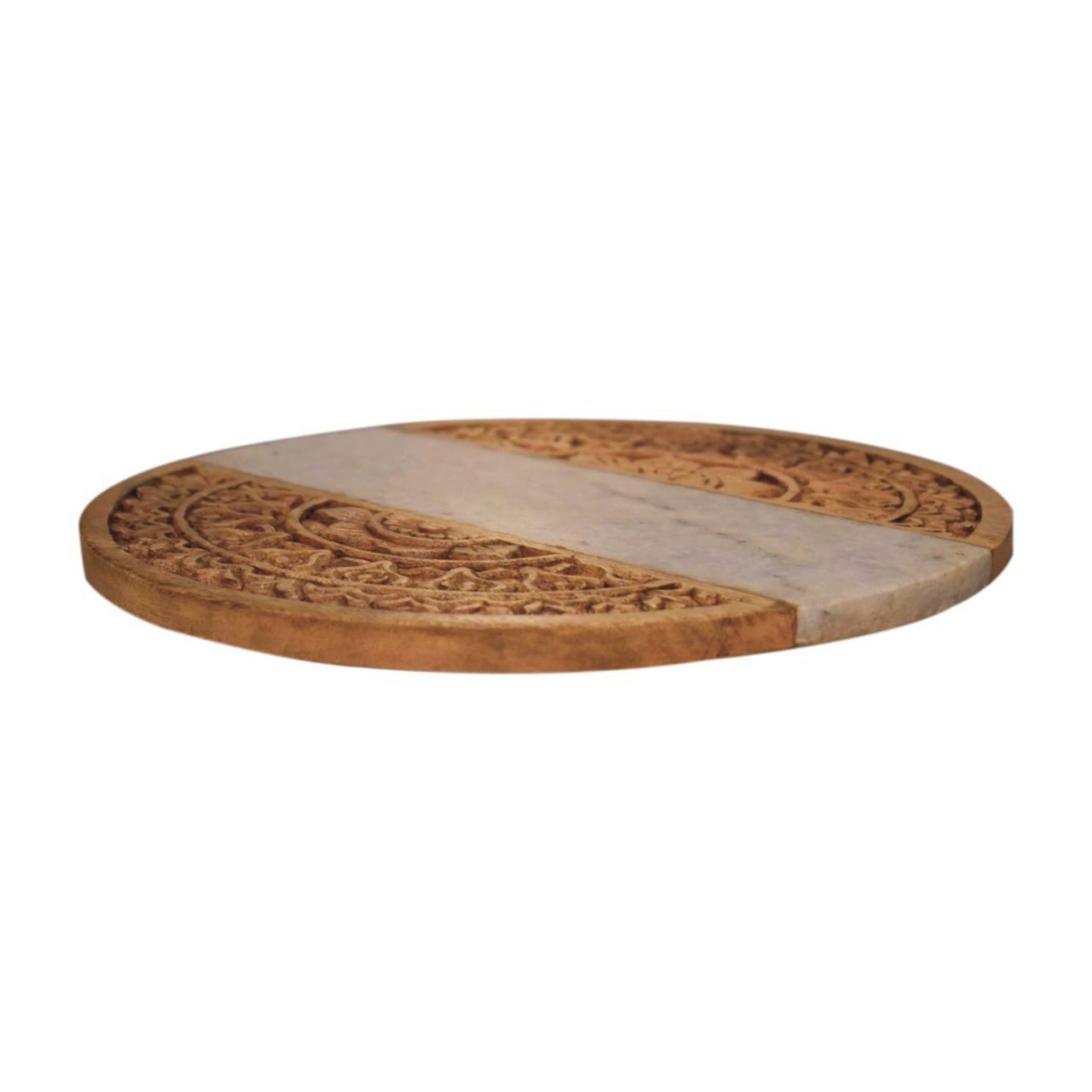 Wooden Marble Chopping Board Round Carved Kitchen Counter Cutting Bread Plank Charcuterie Cheese Serving Tray