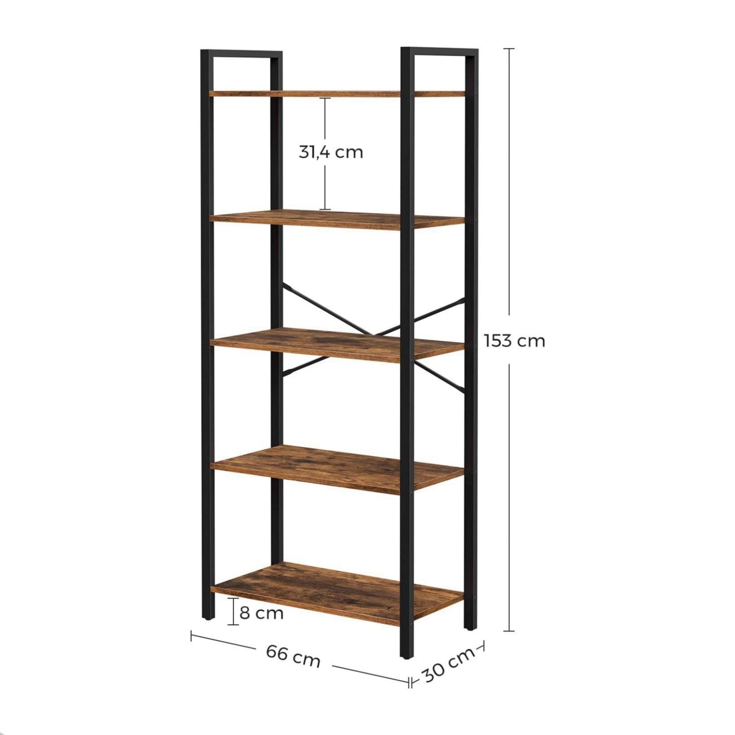 Industrial Metal Bookcase Rustic Shelving Unit Lounge Display Storage Cabinet