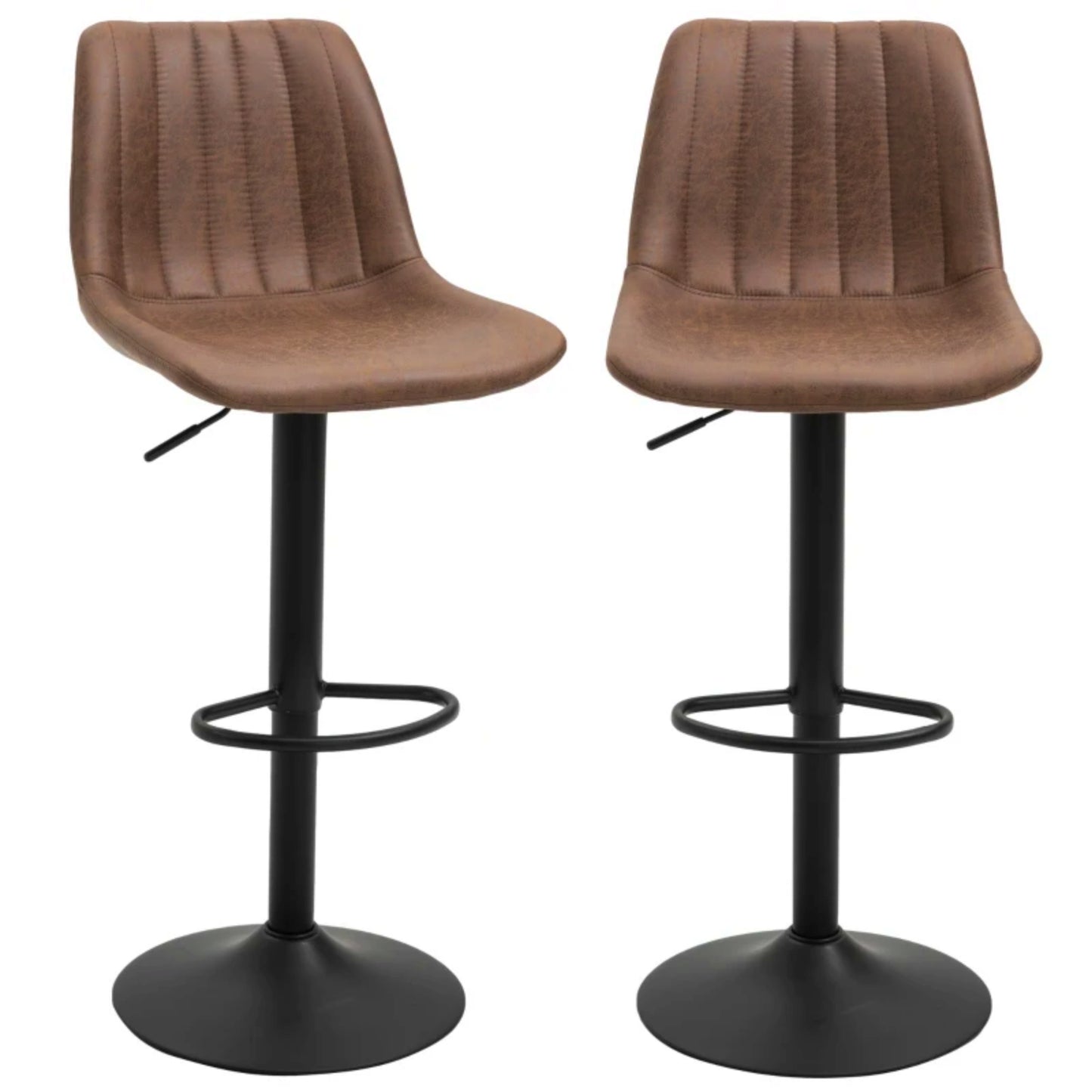 Vintage Bar Stool Set Swivel High Seat PU Leather Breakfast Kitchen Dining Pub Chair