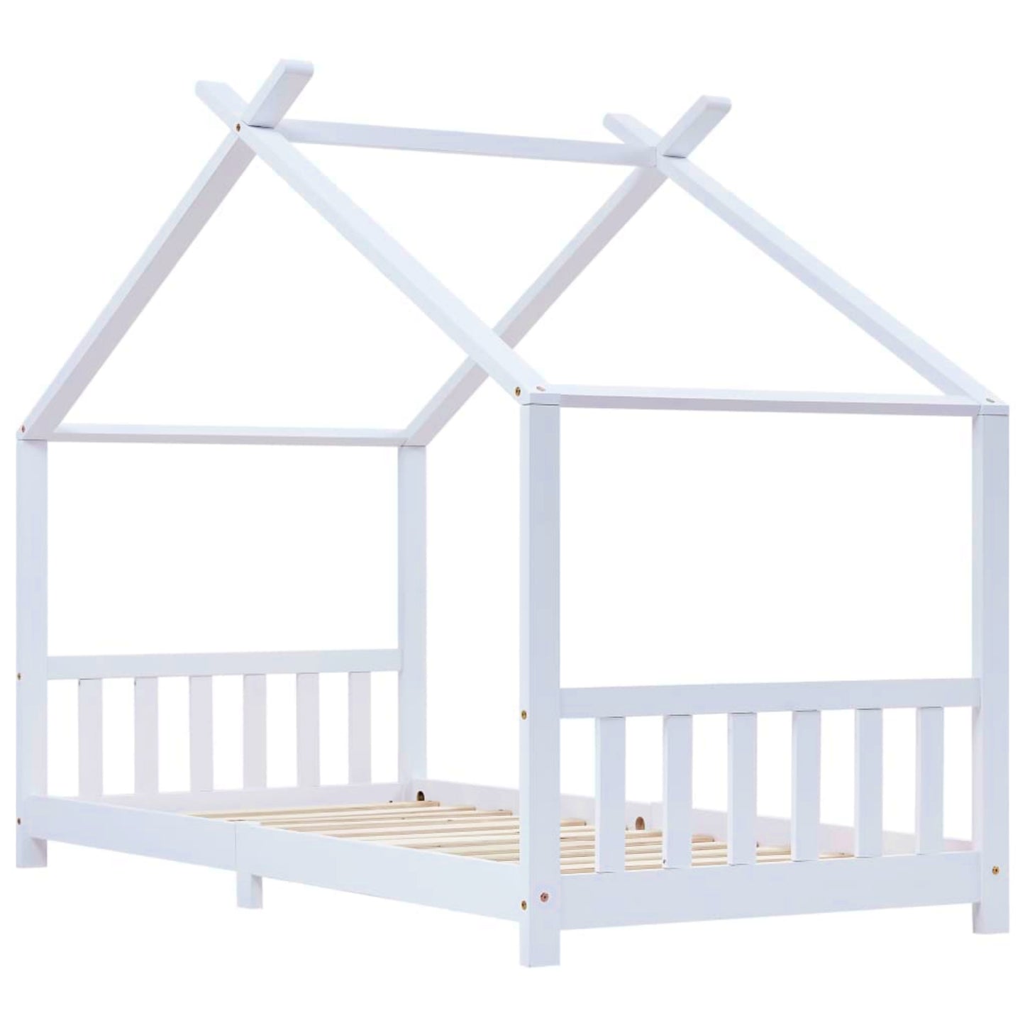 Kids Bed Frame White Teepee House Style Bedstead Children Cottage Playhouse