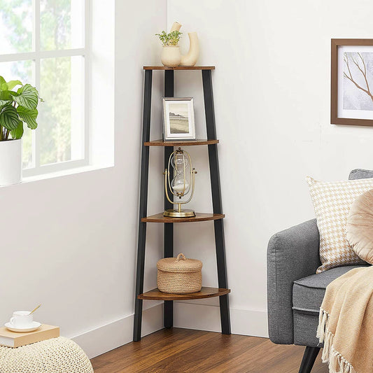 Industrial Ladder Bookcase Corner Shelving Unit Modern Home Storage Furniture