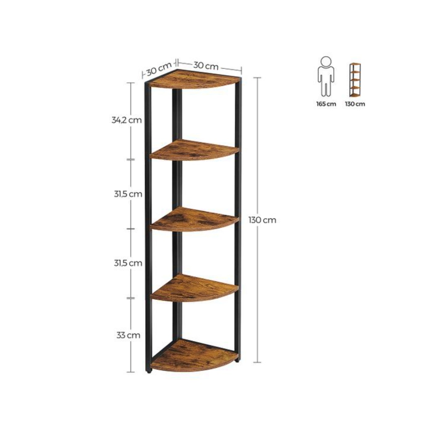 Corner Shelving Unit Rustic Bookcase Industrial Modern Home Storage Furniture