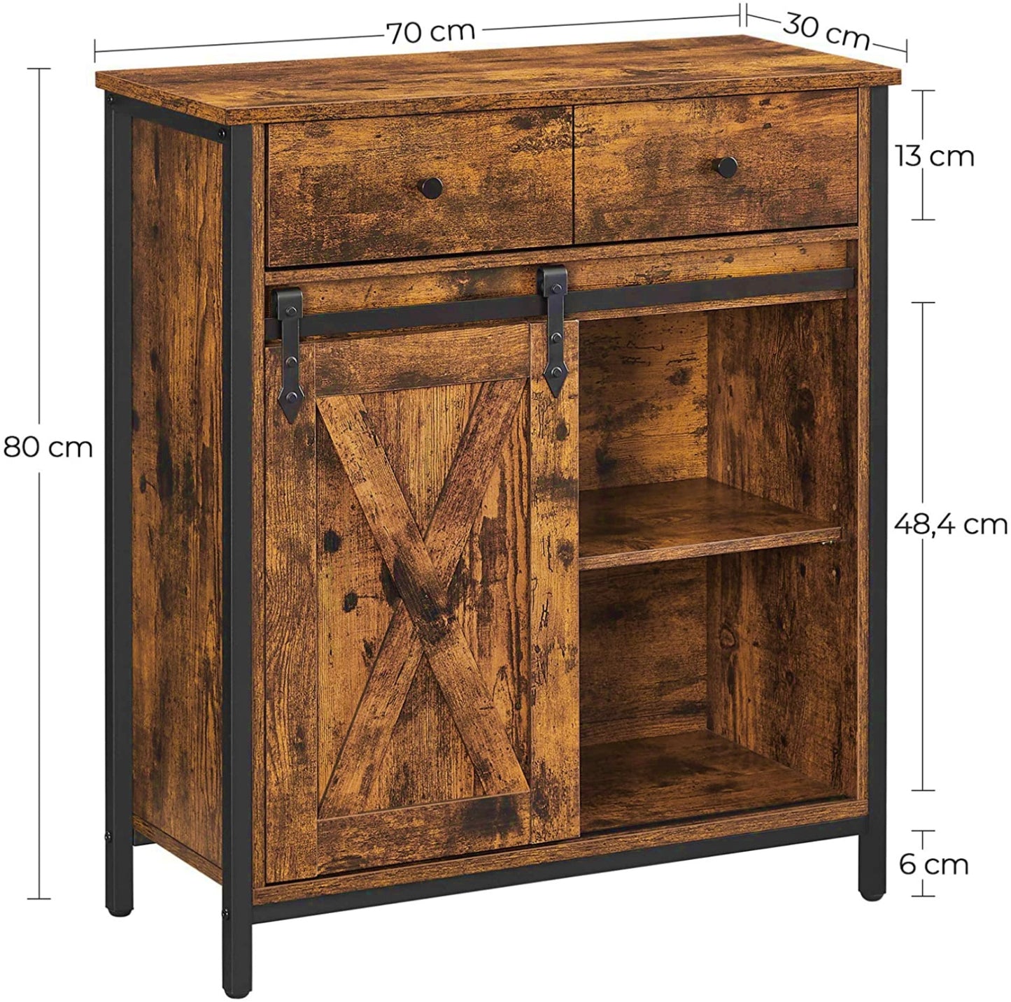 Rustic Small Sideboard Industrial Storage Cabinet Lounge Slim Display Console