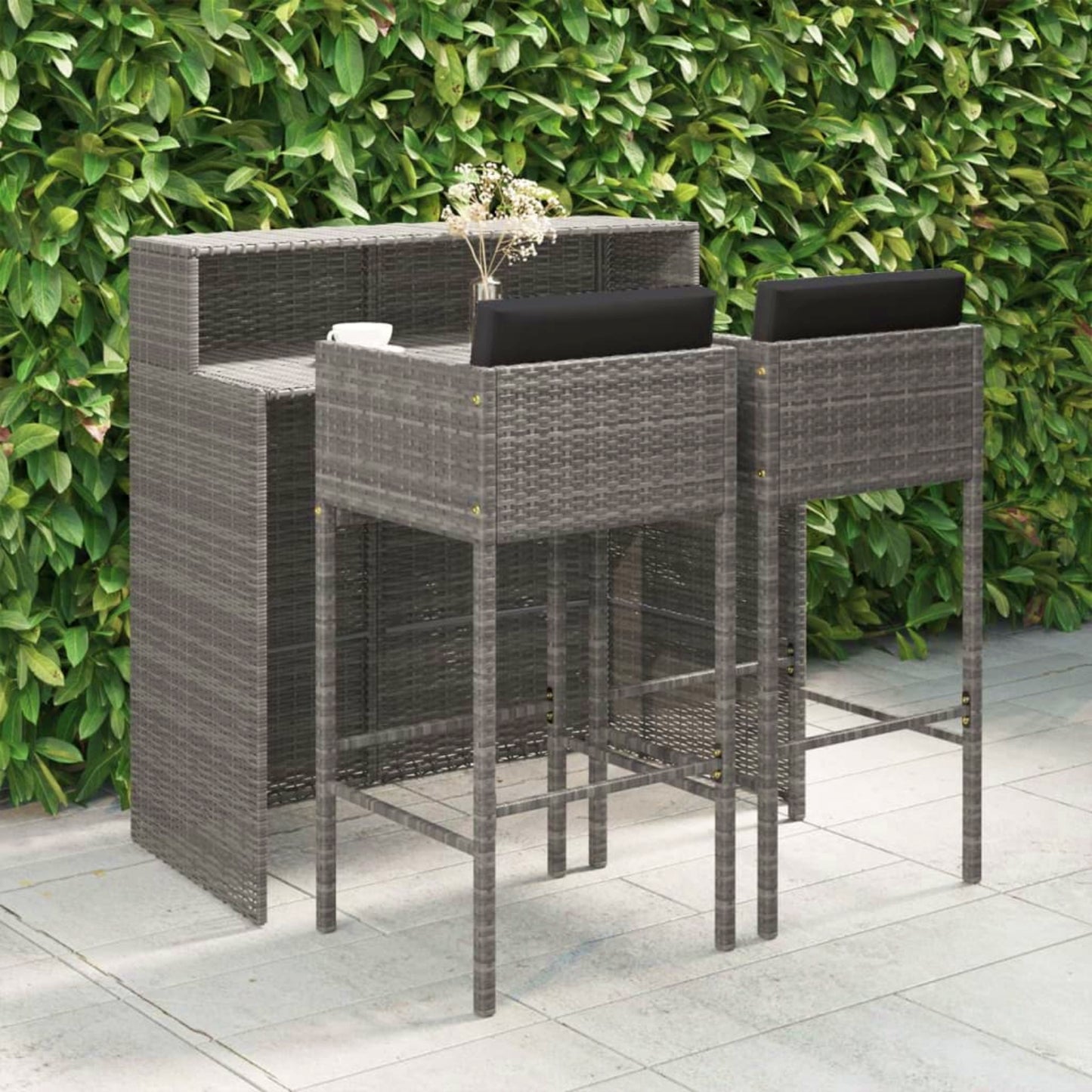 Garden Rattan Bar Table Patio Drinks Cocktail Stand Outdoor Pub Beer Counter