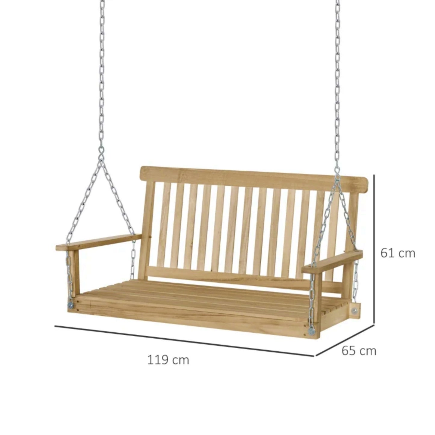 Garden Hanging Chair Retro Wooden Swing Bench Patio Rocking Armchair Hammock