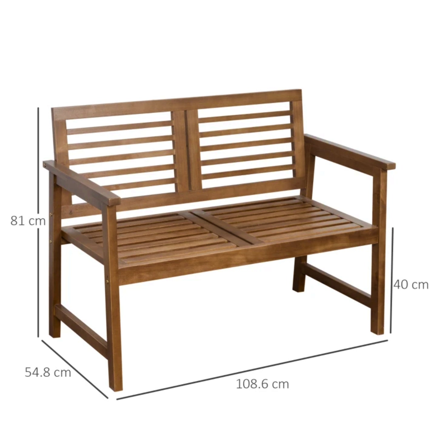 Outdoor Wooden Loveseat Retro Patio Bench Garden Dining Chair Balcony Furniture