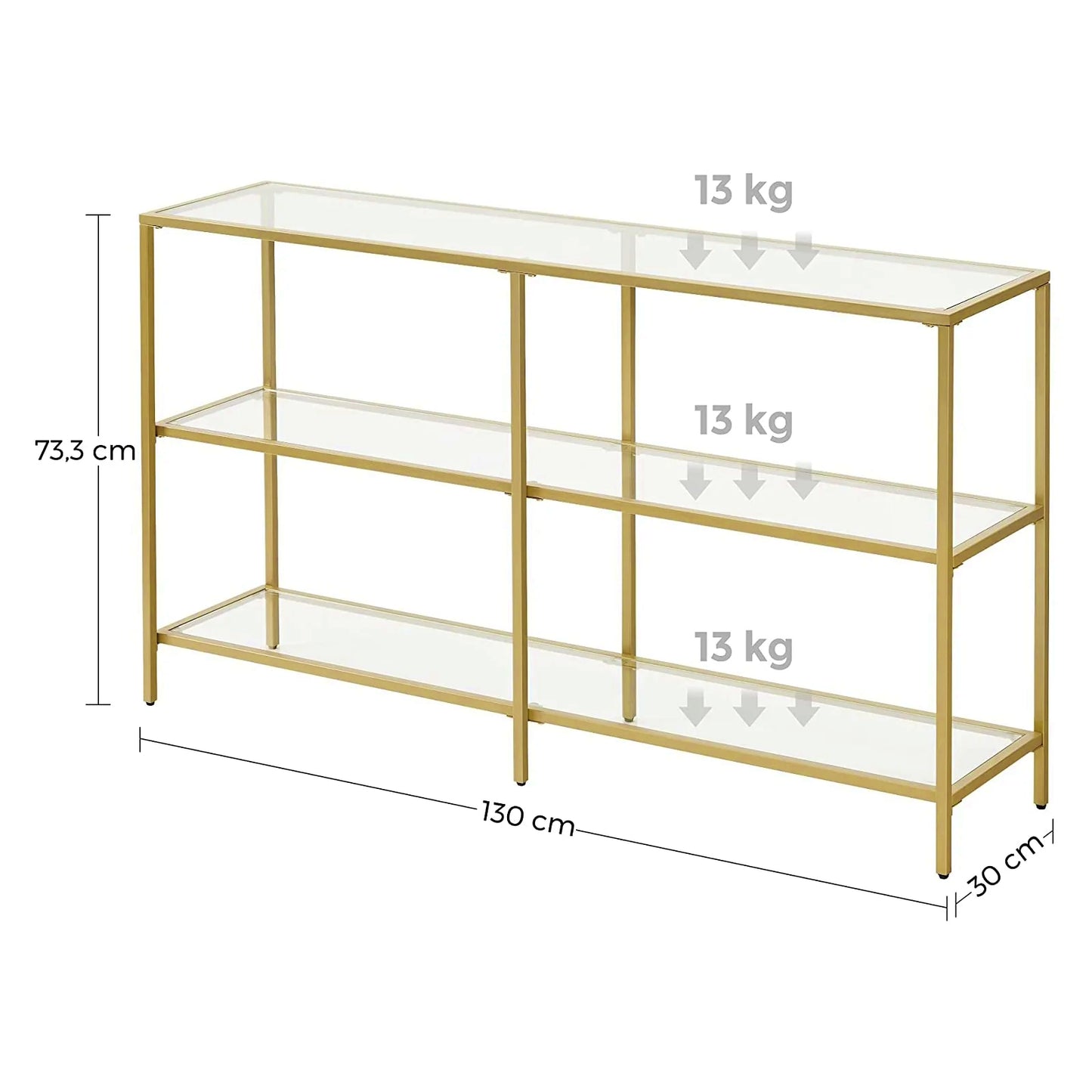 Glass Console Table Modern Large Hallway Sideboard Narrow Lounge Furniture Gold