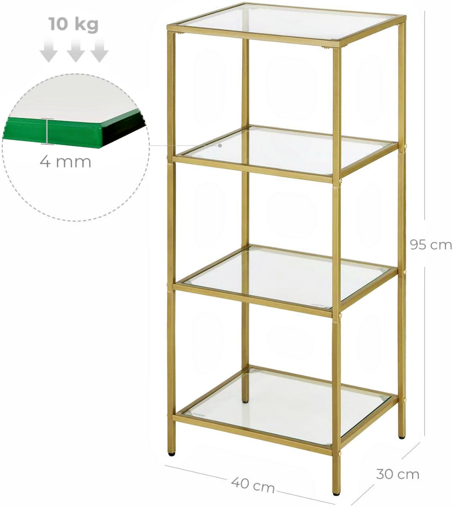 Modern Chic Shelving Unit Glass Tallboy Storage Cabinet Gold Metal Display Console