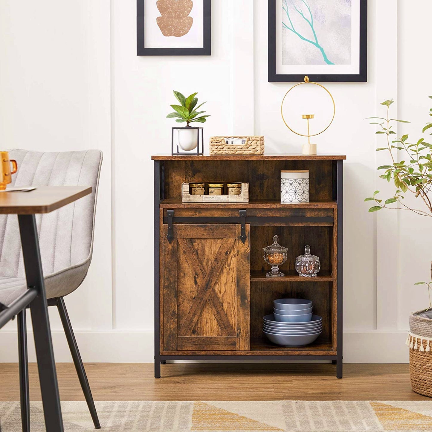 Industrial Storage Cabinet Lounge Vintage Sideboard Slim Hallway Console Table