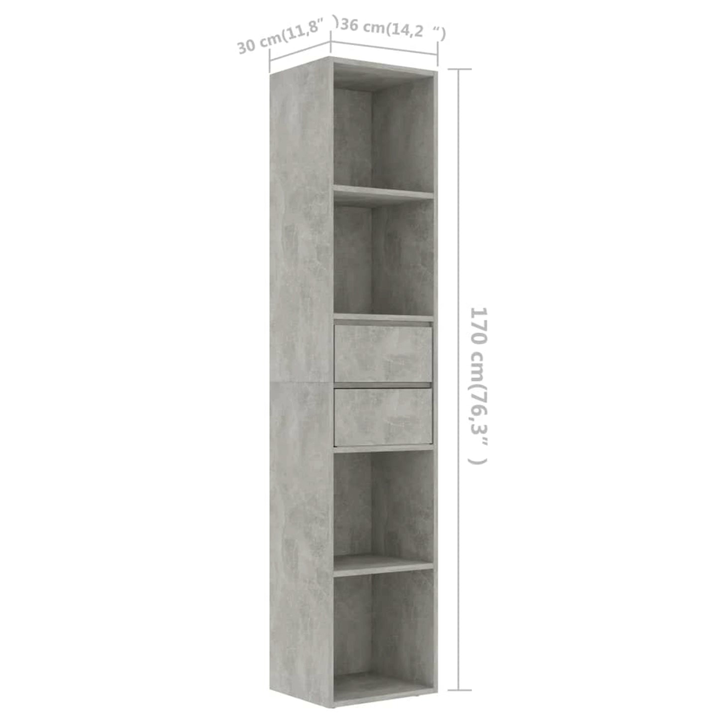 Modern Slim Bookcase Grey Lounge Bookshelf Contemporary Display Storage Cabinet