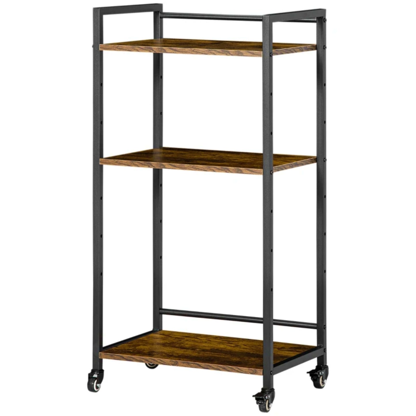 Industrial Bookcase Trolley Printer Storage Cart Modern Small Shelving Unit With Wheels