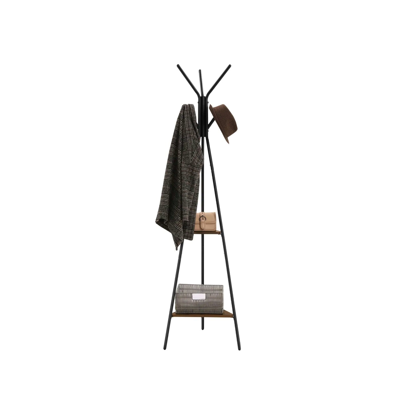 Hallway Coat Stand Industrial Clothes Tree Handbag Hat Storage Shelving Unit