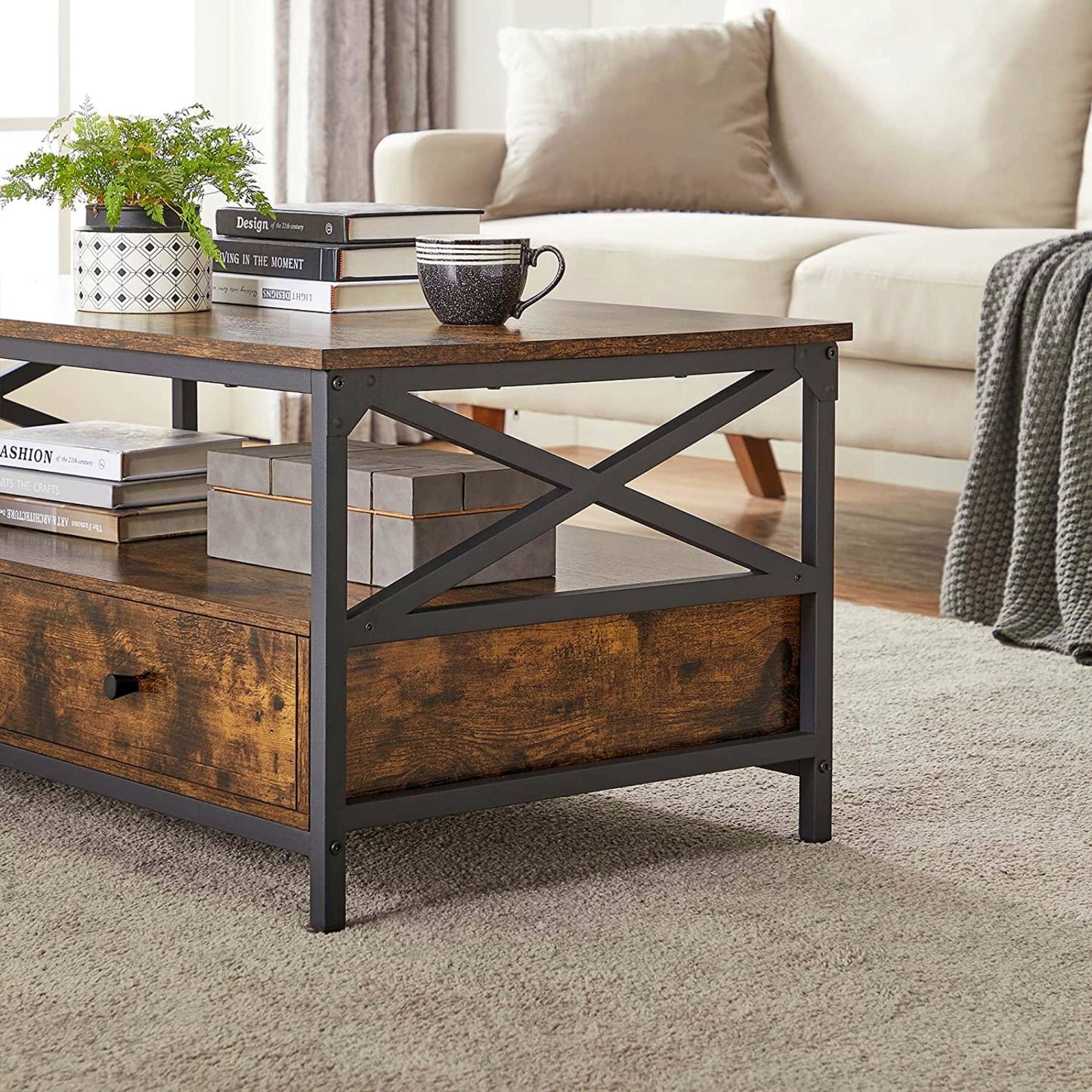 Rustic Coffee Table Country Style Living Room Furniture Sofa Side Display Stand