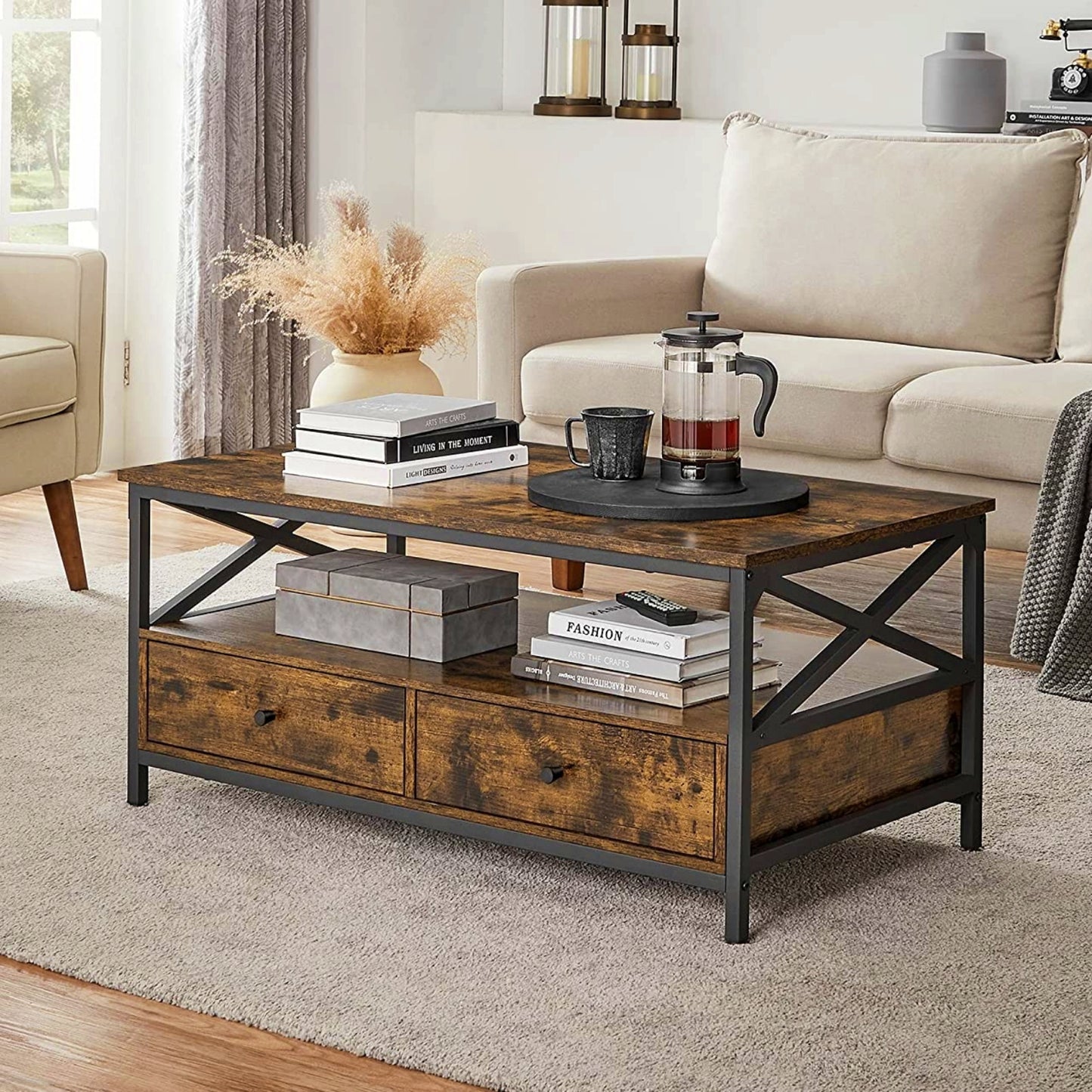 Rustic Coffee Table Country Style Living Room Furniture Sofa Side Display Stand