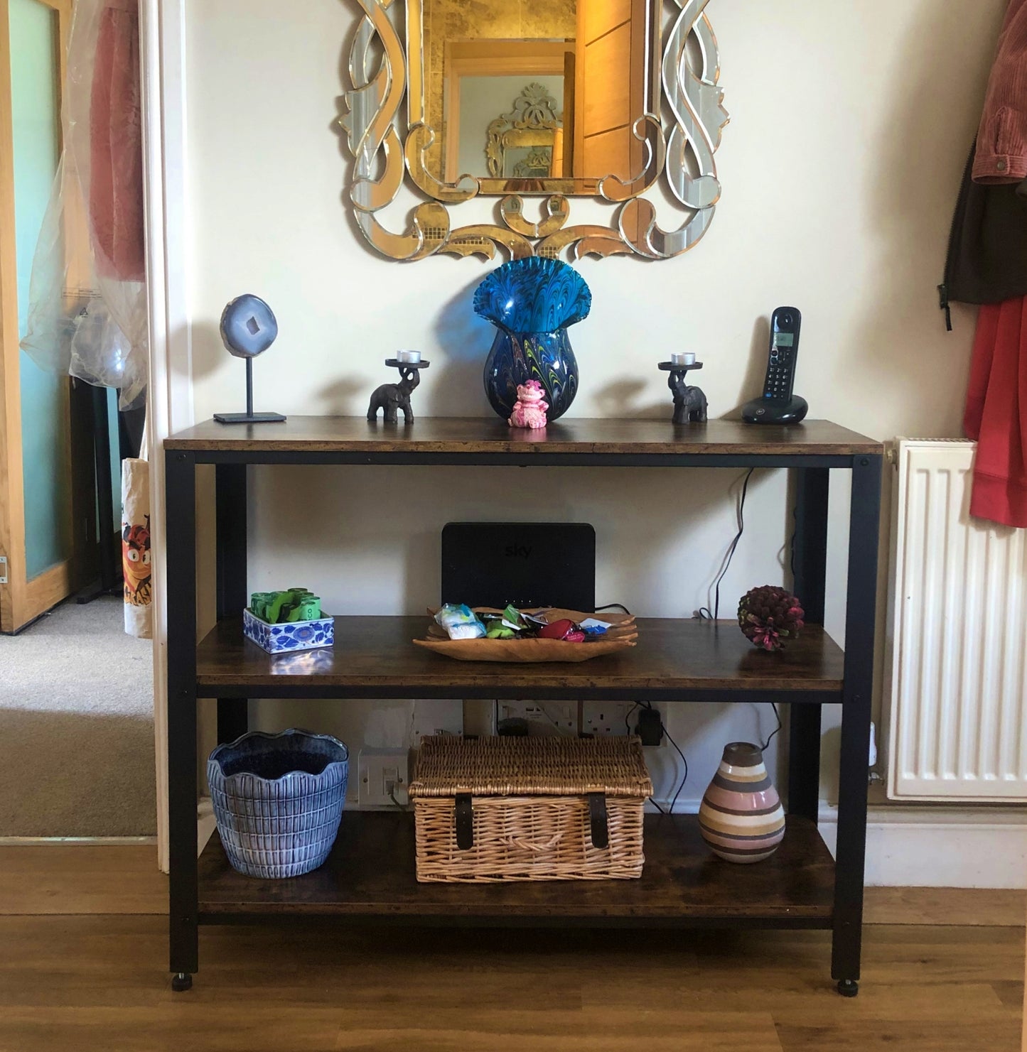 Industrial Shelving Unit Rustic Hallway Console Table Vintage Lounge TV Cabinet