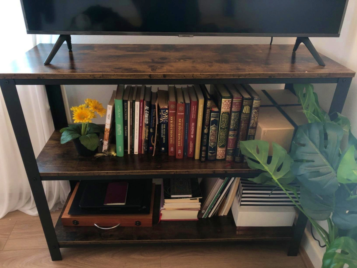 Industrial Shelving Unit Rustic Hallway Console Table Vintage Lounge TV Cabinet