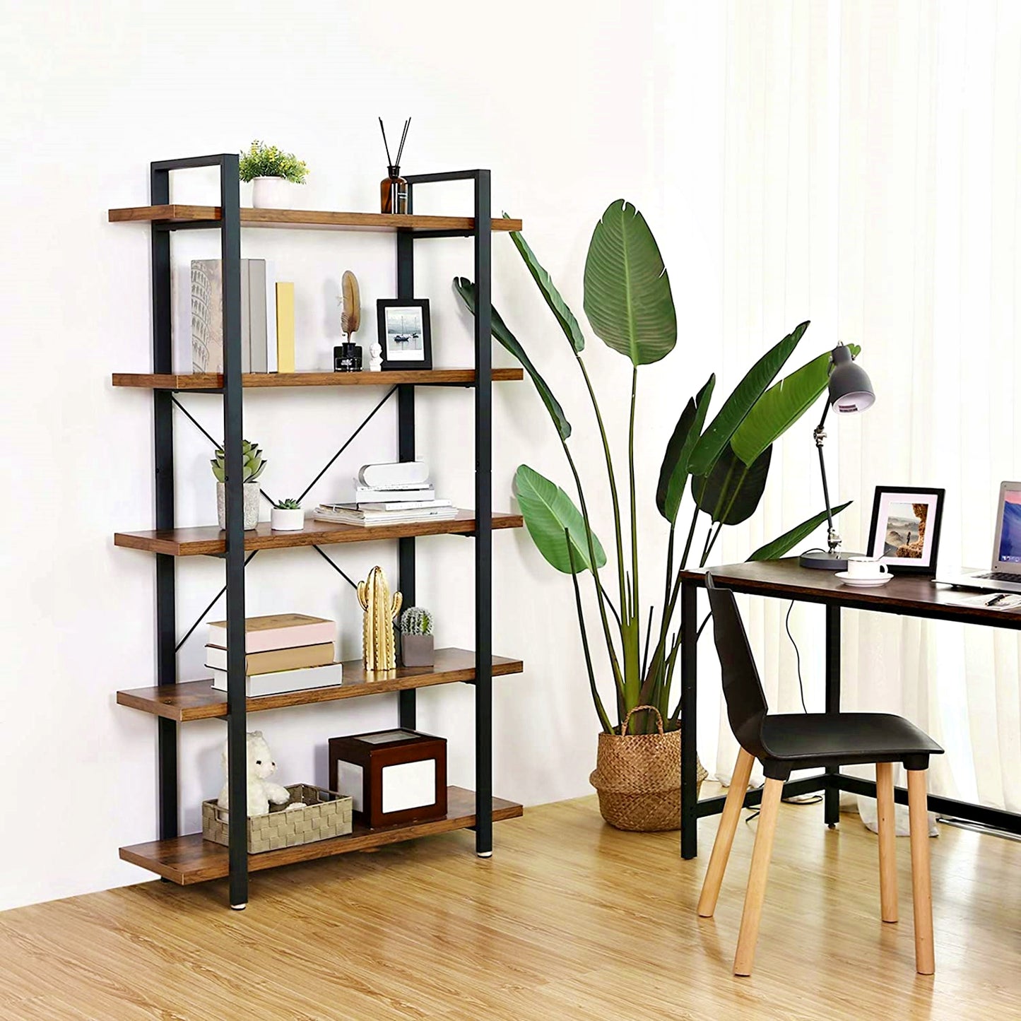 Industrial Bookcase Large Vintage Shelving Unit Wood Metal Divider Display Stand