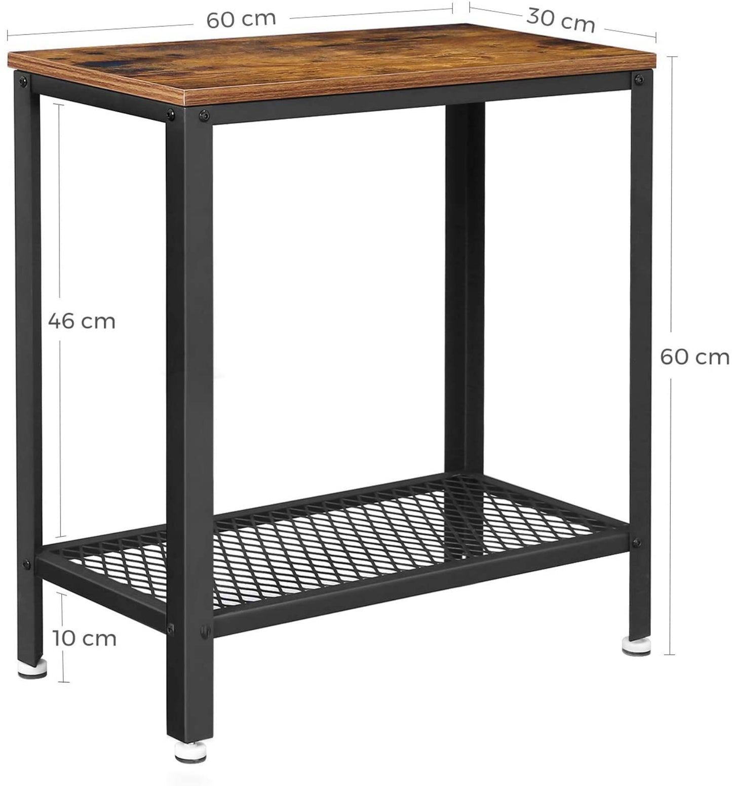 Industrial Side Table Modern End Stand Wood Metal Small Console Home Lounge Storage Display Furniture