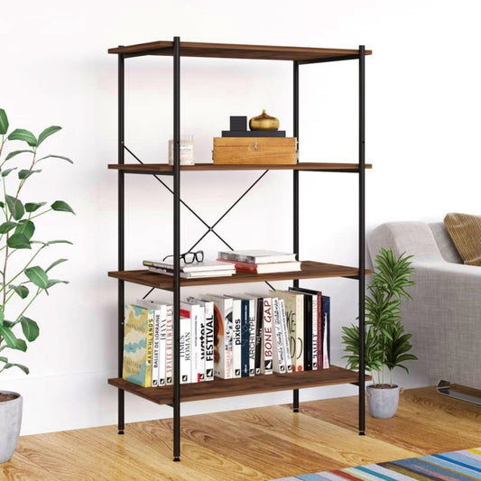 Rustic Brown Bookcase Industrial Shelving Unit Home Office Storage Cabinet Modern Furniture