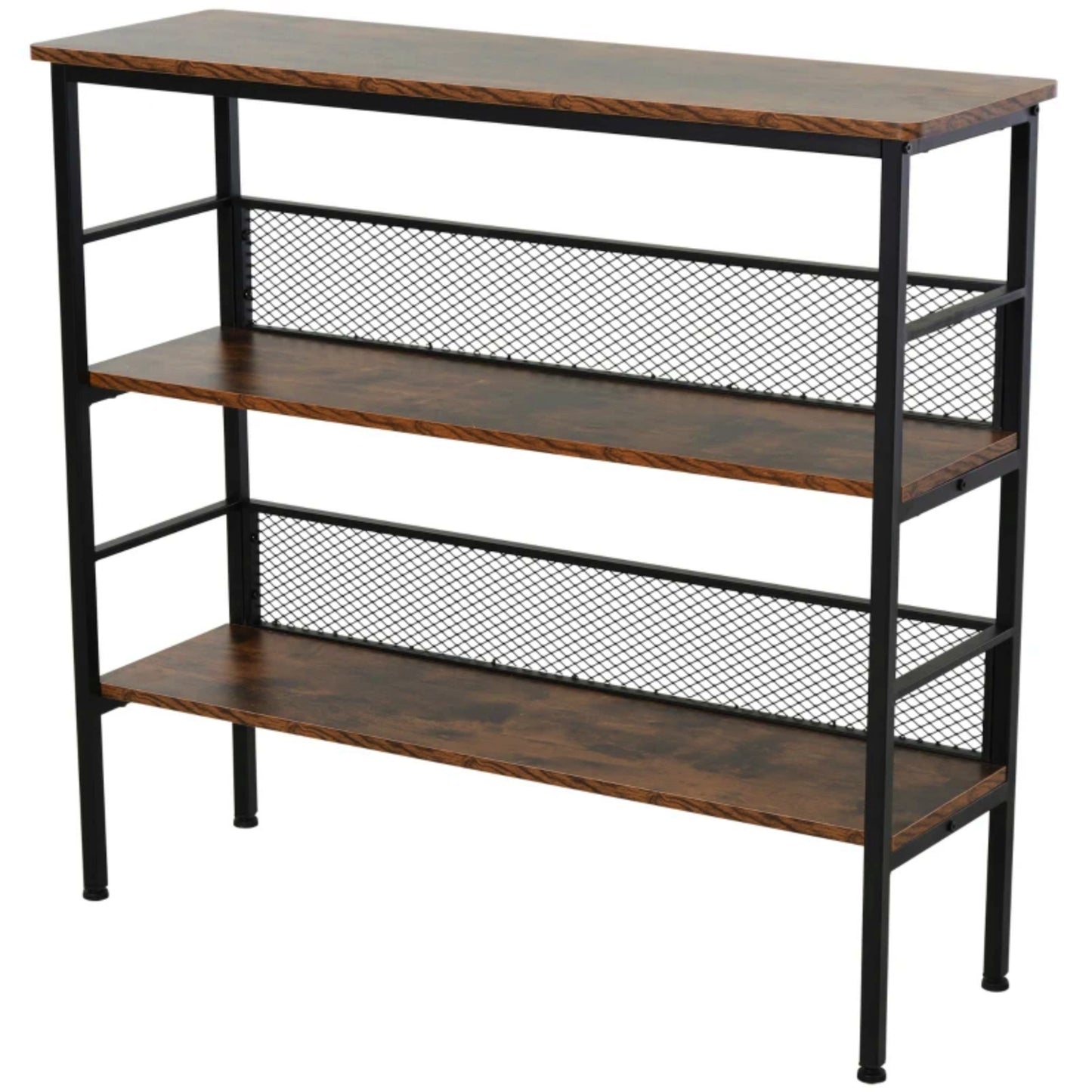 Industrial Storage Console Table Rustic Metal Shelving Unit Lounge Office Bookcase