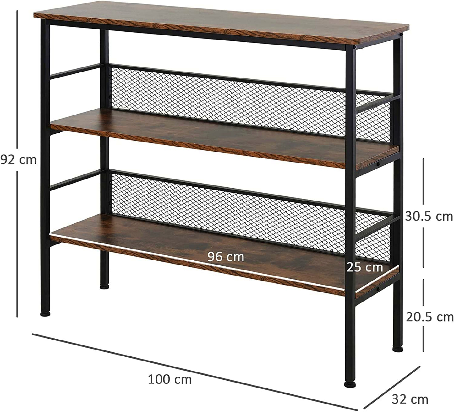 Industrial Storage Console Table Rustic Metal Shelving Unit Lounge Office Bookcase