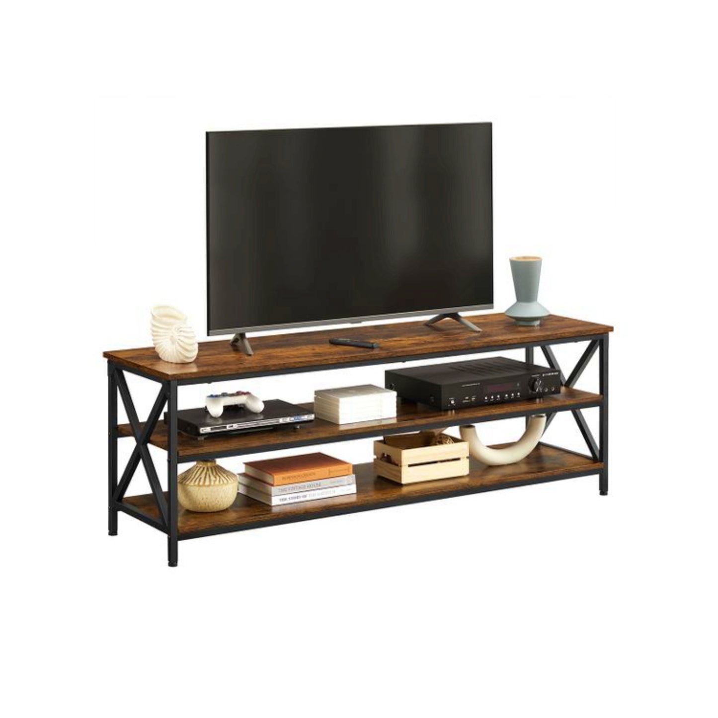 Country TV Stand Industrial Rustic Media Storage Cabinet Slim Large Home Console