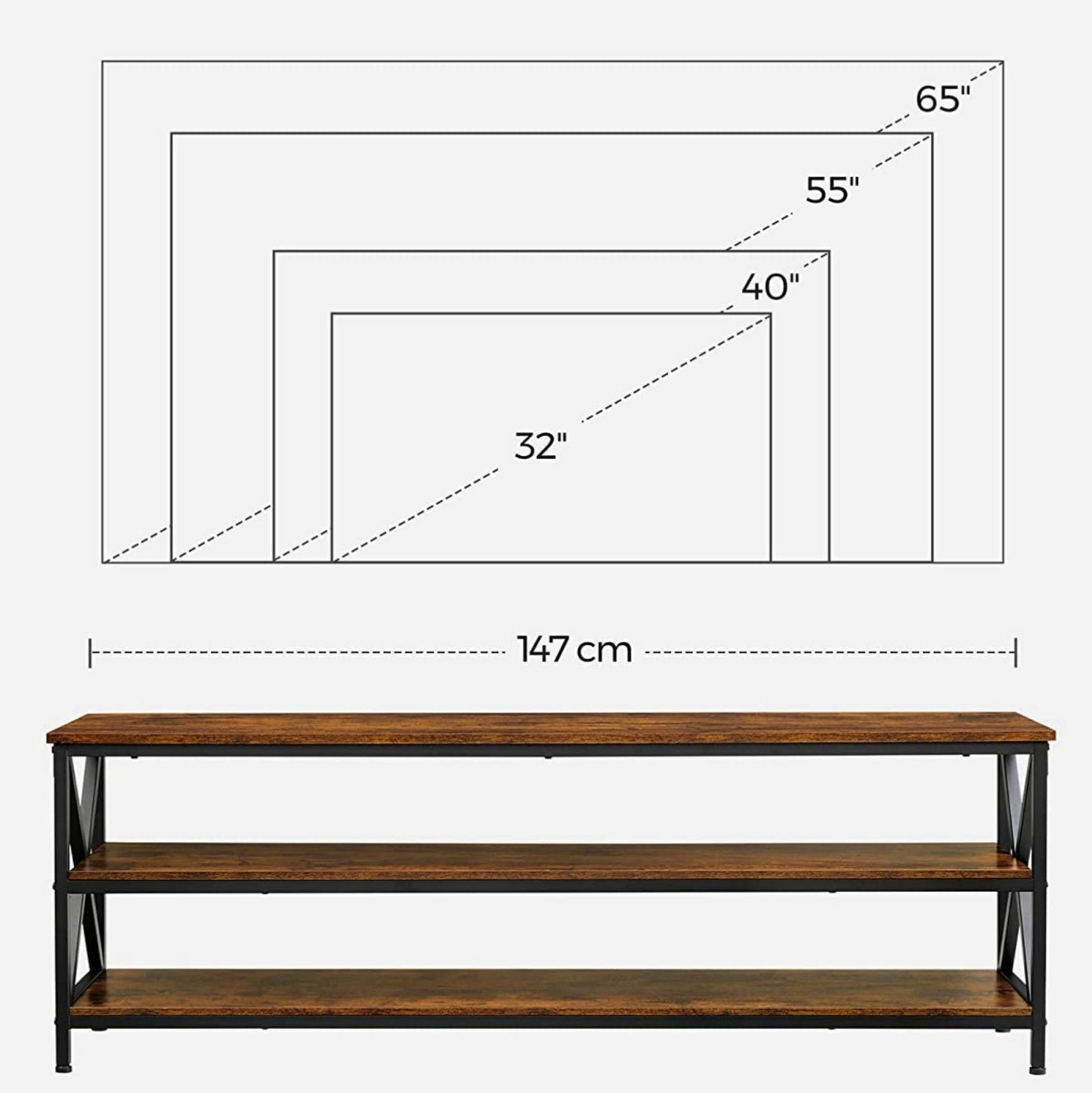 Country TV Stand Industrial Rustic Media Storage Cabinet Slim Large Home Console