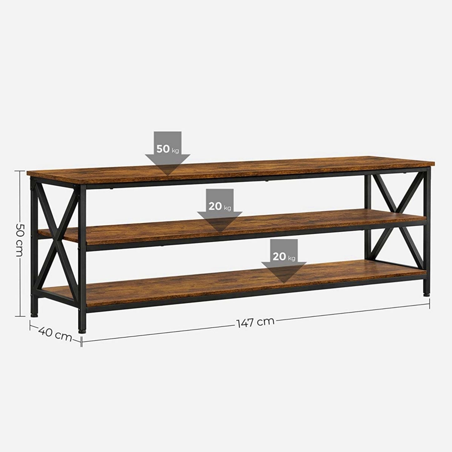 Country TV Stand Industrial Rustic Media Storage Cabinet Slim Large Home Console