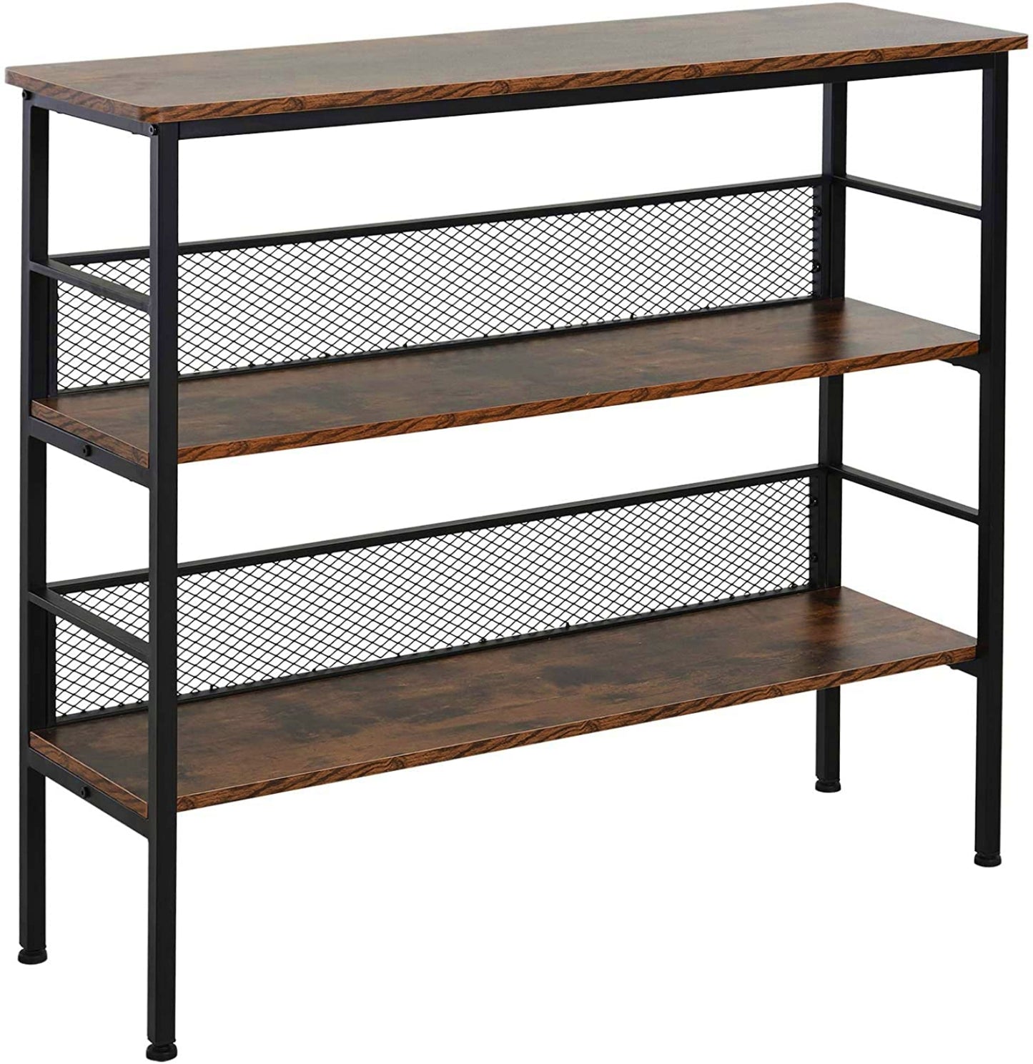 Industrial Storage Console Table Rustic Metal Shelving Unit Lounge Office Bookcase