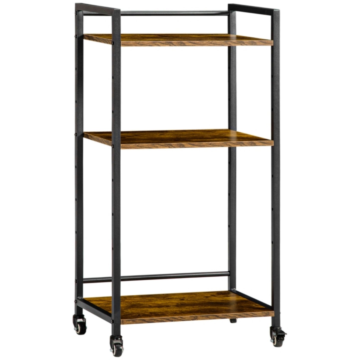 Industrial Bookcase Trolley Printer Storage Cart Modern Small Shelving Unit With Wheels