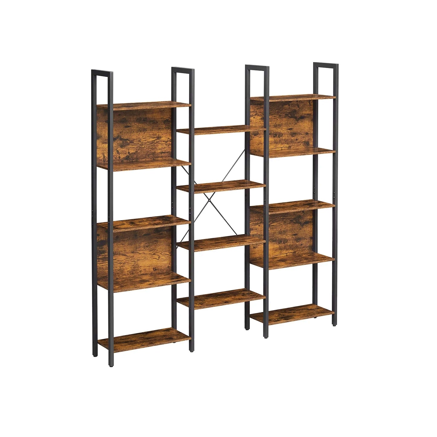 Large Industrial Bookcase Rustic Shelving Unit Modern Slim Display Bookshelf