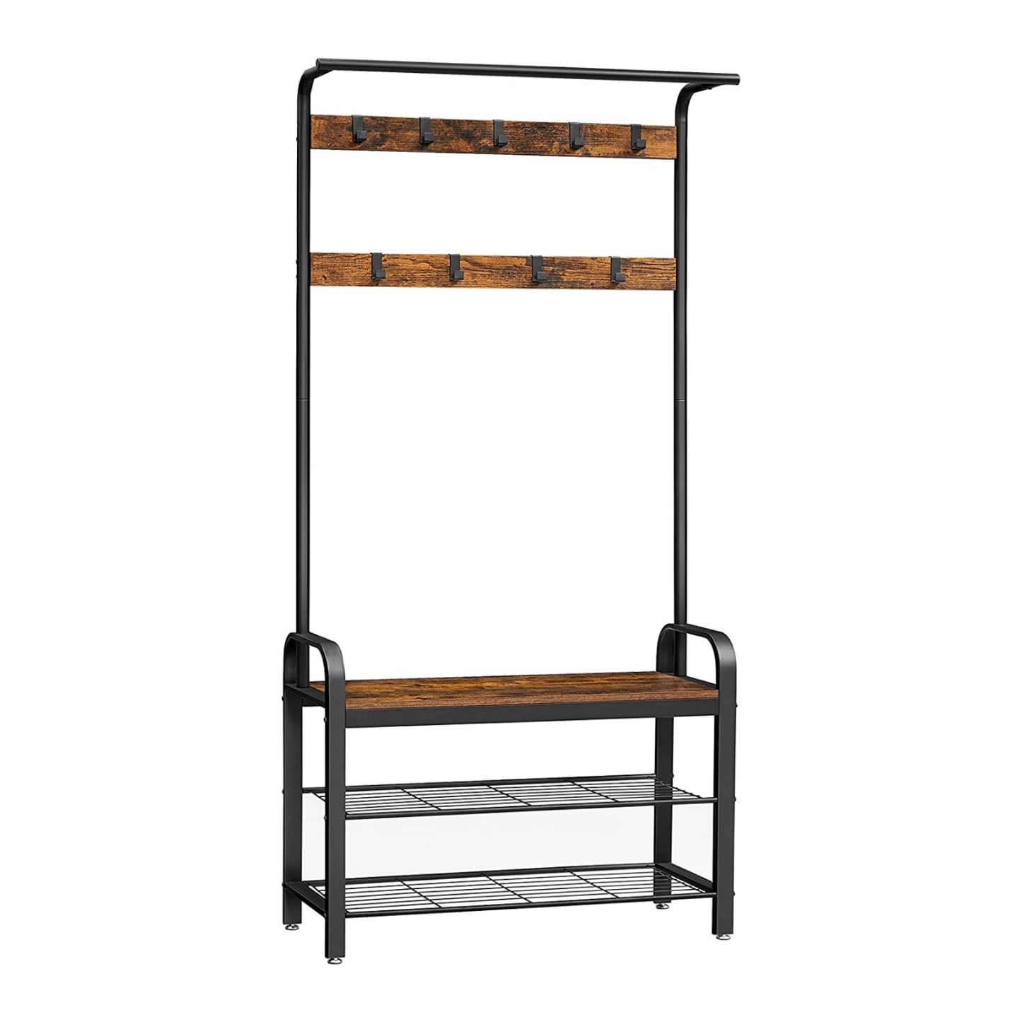 Hallway Coat Rack Industrial Open Wardrobe Metal Shoe Storage Bench Modern Clothes Stand