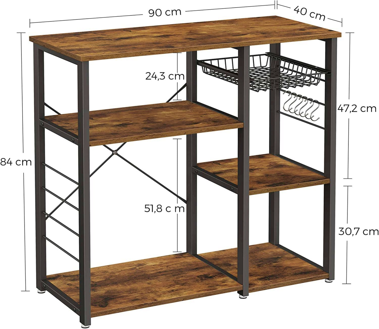 Modern Kitchen Island Industrial Coffee Machine Microwave Stand Fruit Storage Rack