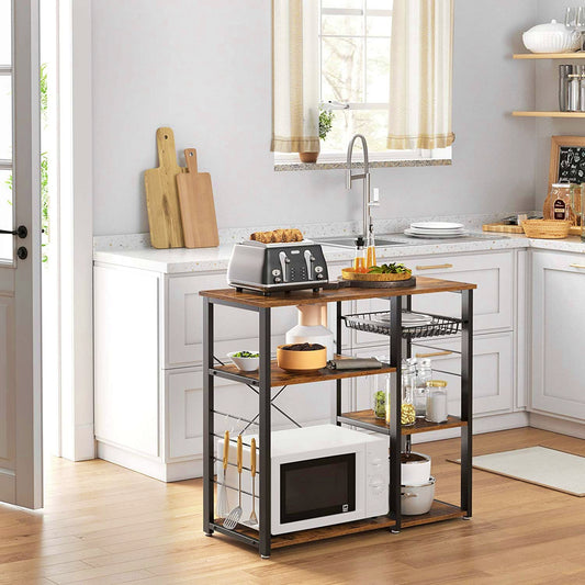 Modern Kitchen Island Industrial Coffee Machine Microwave Stand Fruit Storage Rack