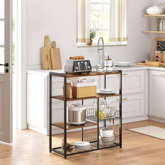 Kitchen Storage Island Modern Shelving Unit Coffee Machine Microwave Stand Vegetables Rack