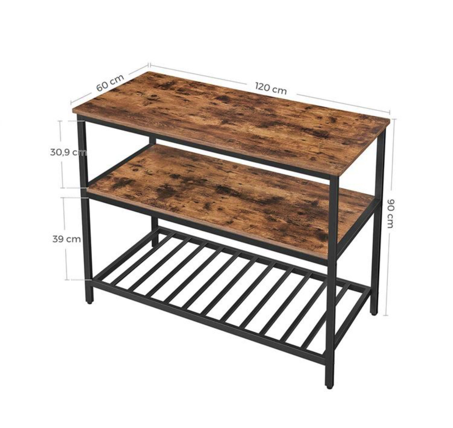 Kitchen Open Shelving Unit Industrial Breakfast Bar Table Coffee Machine Microwave Storage Island