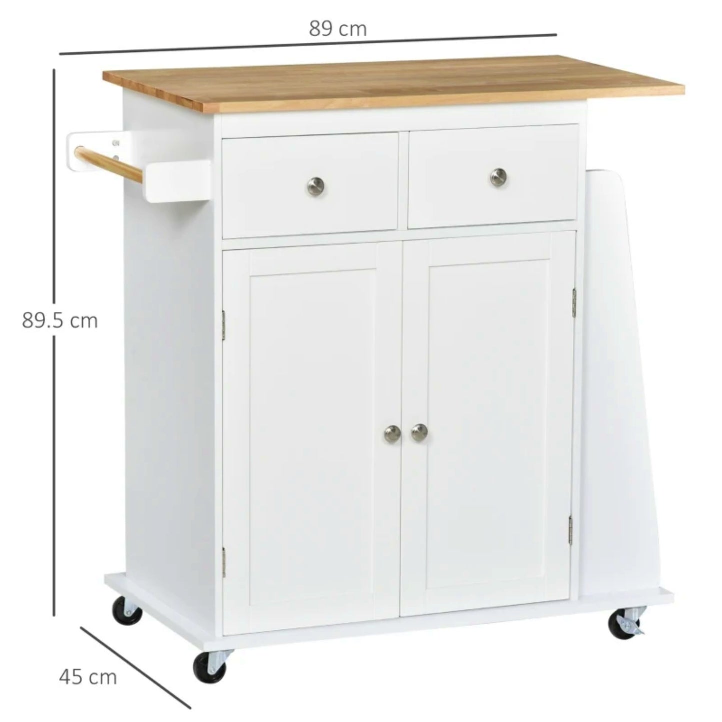 White Kitchen Trolley Large Modern Drawer Unit Spice Storage Rack Wooden Cabinet