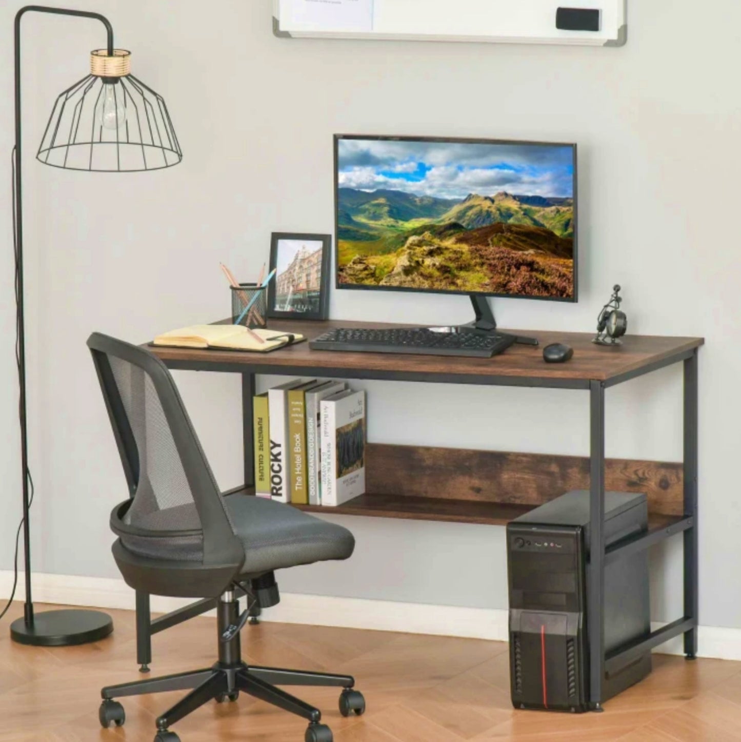 Industrial Writing Desk Large Laptop Stand Home Office Study Console Workstation