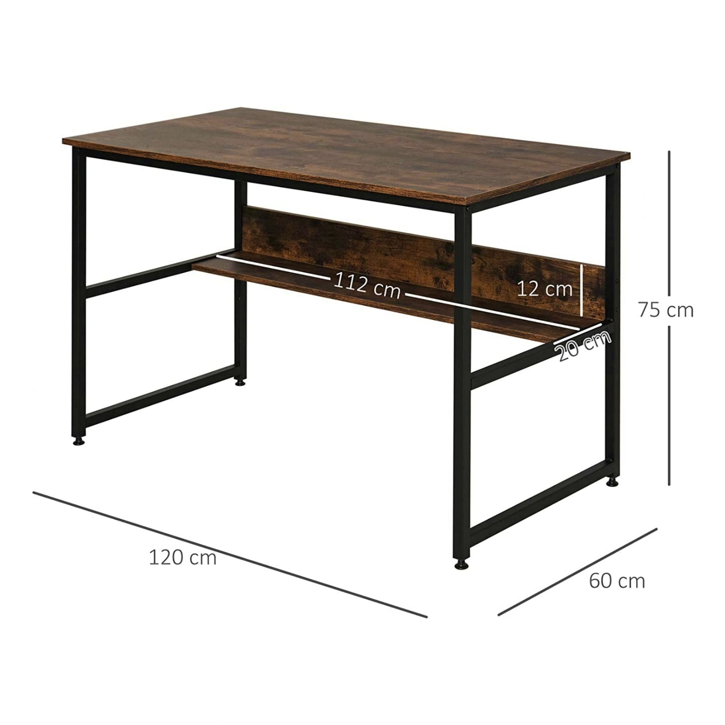 Industrial Writing Desk Large Laptop Stand Home Office Study Console Workstation