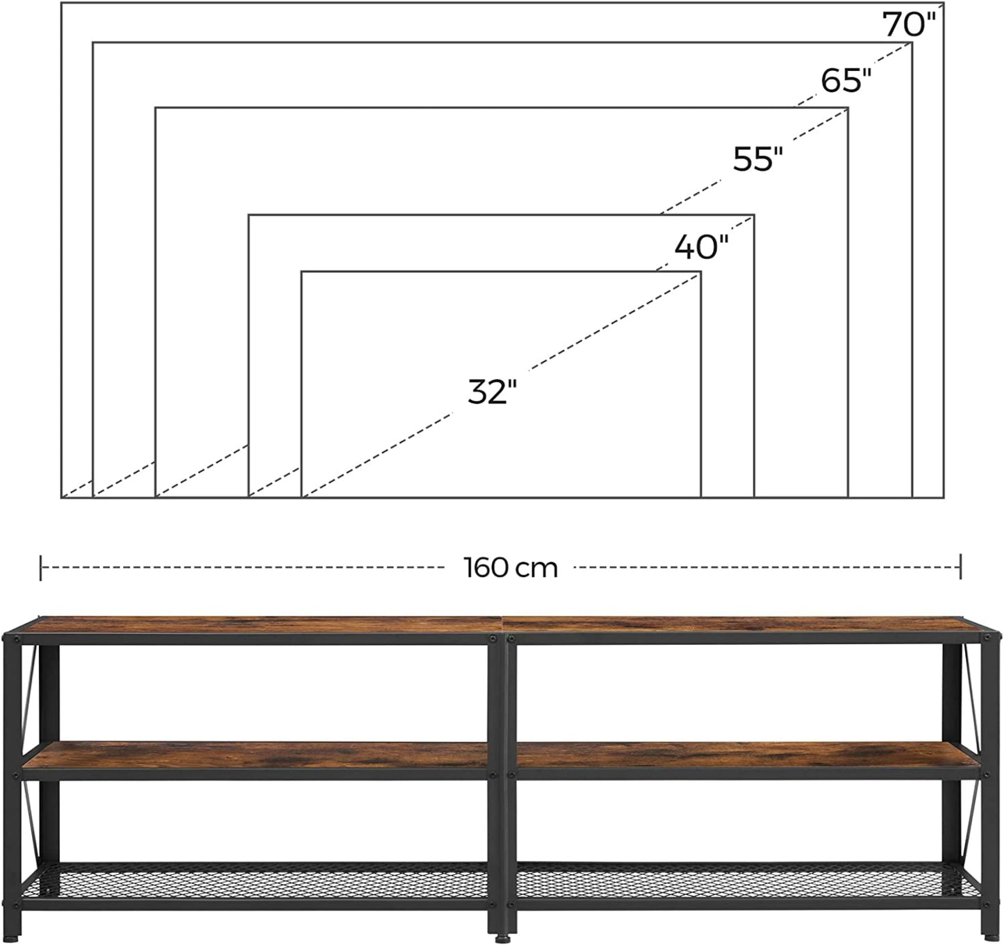 Large Industrial TV Stand Low Media Storage Cabinet Vintage Slim Home Console