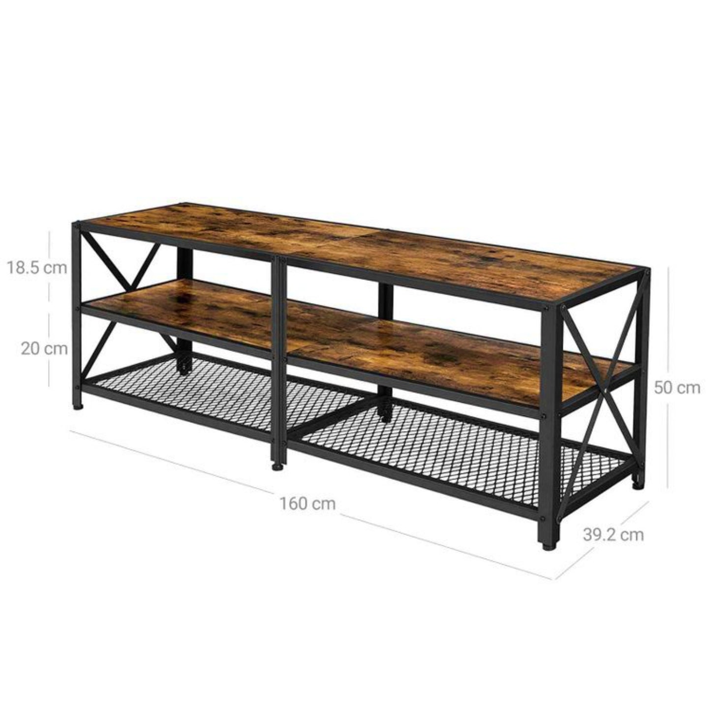 Large Industrial TV Stand Low Media Storage Cabinet Vintage Slim Home Console