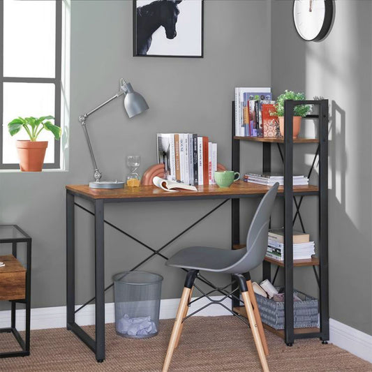 Large Industrial Workstation Modern Bookcase Desk Writing Metal Shelving Unit 