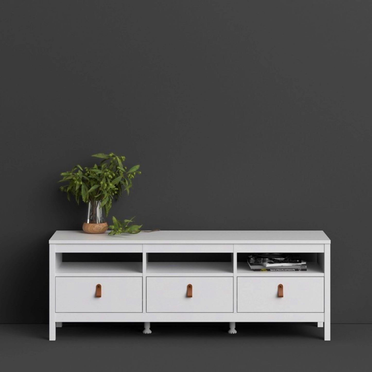 Large TV Stand Modern White Media Cabinet Living Room Drawer Unit Low Sideboard