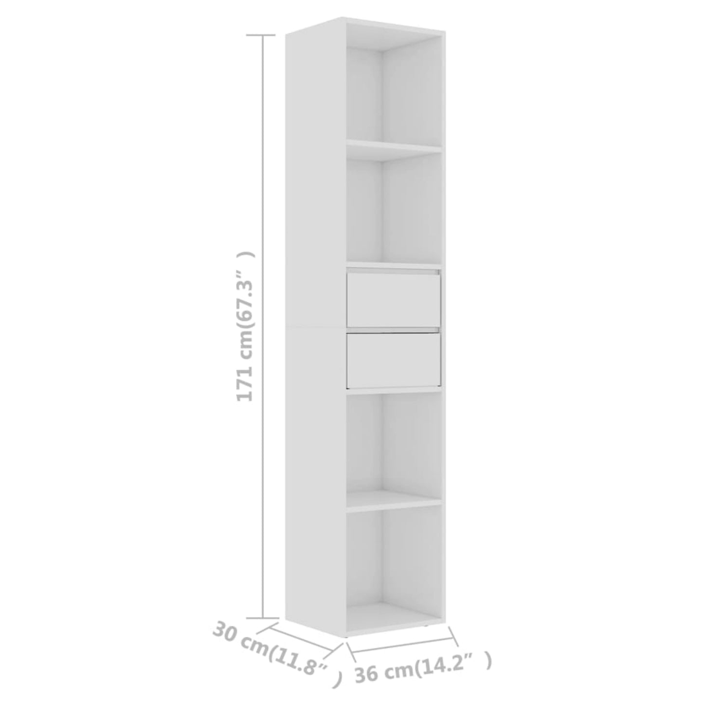 Modern White Bookcase High Gloss Lounge Bookshelf Slim Display Storage Cabinet