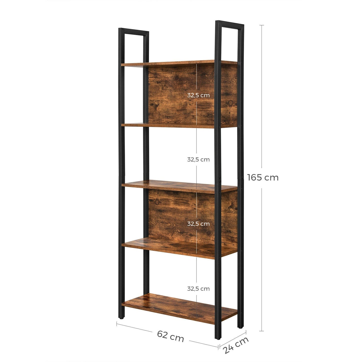 Industrial Shelving Unit Lounge Rustic Bookcase Vintage Home Slim Display Cabinet